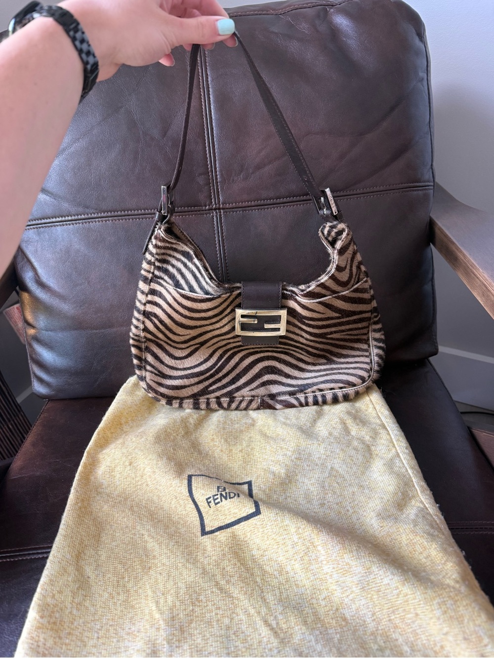 Vintage Fendi Zebra-Print Shoulder Bag